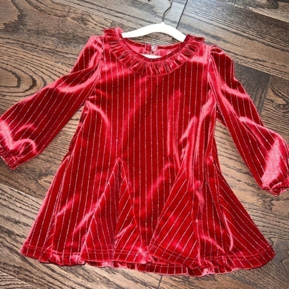 Habitual Toddler Girl Red Velvet Glitter Dress - 2T - Holiday/Special Occasion - Picture 1 of 4